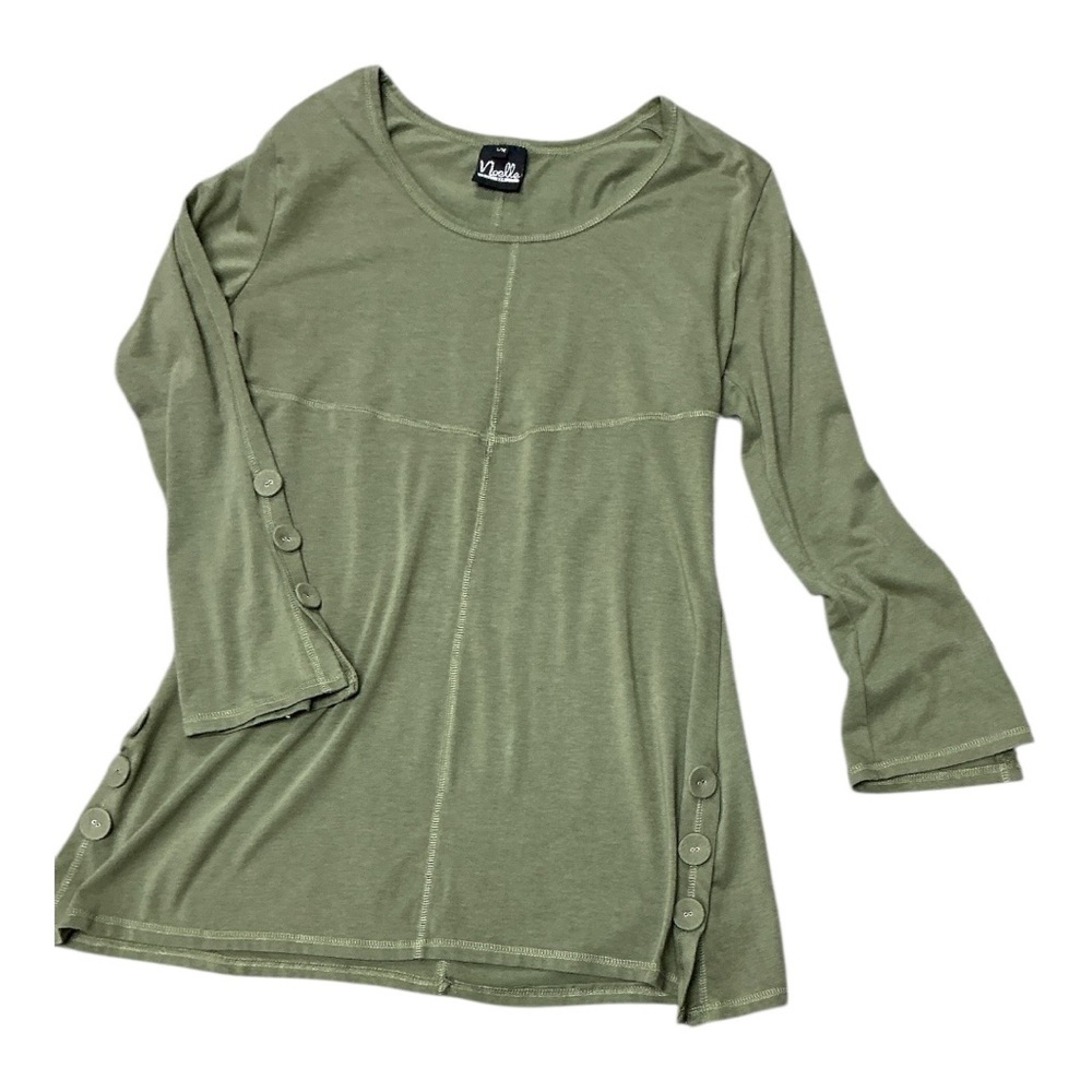 Noelle - EC - Sage Green Button-Accent Tunic